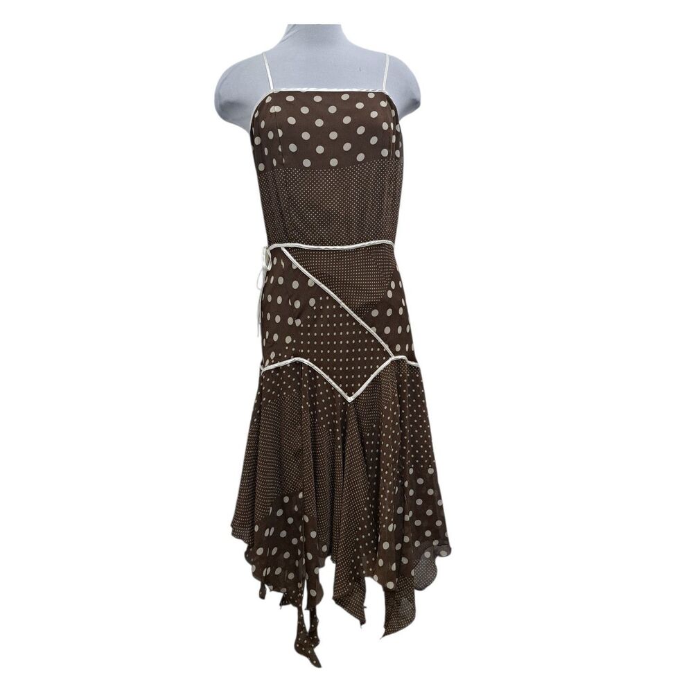 Vintage Philip Decarpio  Y2K Polka-Dot Fairycore Cottagecore Boho Sz 12 Brown